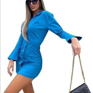 Zara COTTON SHIRTDRESS Size MBLUE | 8908/814